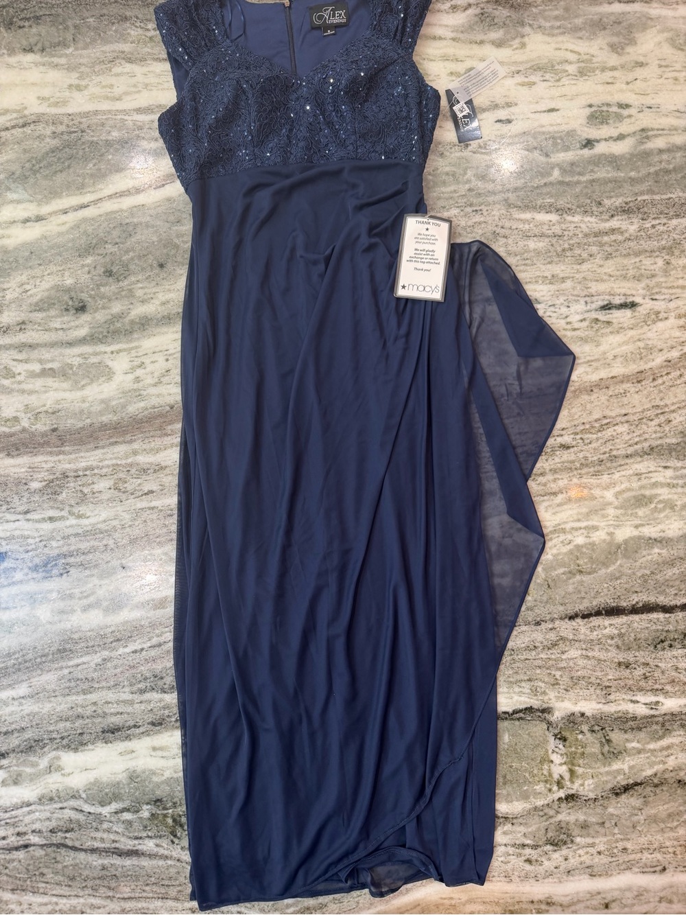 NWT Alex Evenings Navy Lace & Beaded Evening Gown Maxi
Women’s Size 8